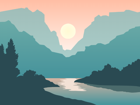 parallax river & mountains art