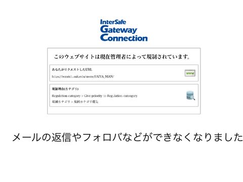 規制かけられました。