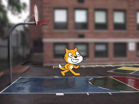 Playing basketball
