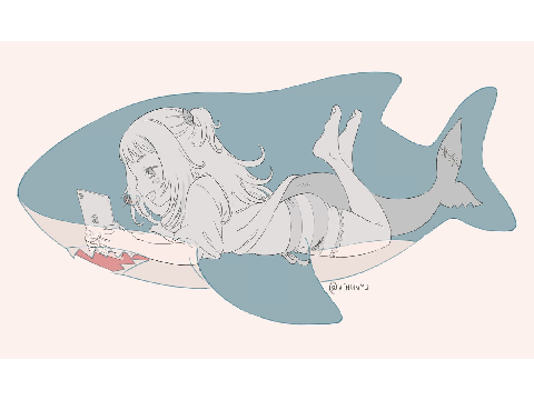 A bunch of anime girls with Blahajs