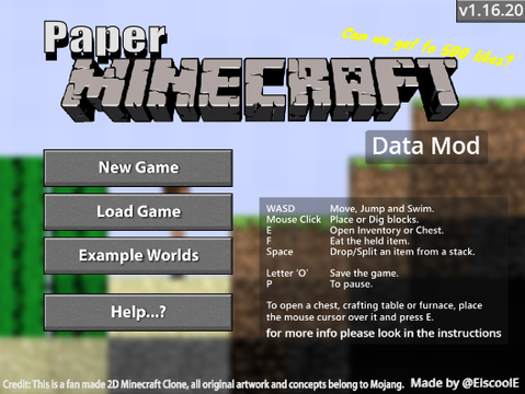 Paper Minecraft Data Mod v1.16.20 (Archived)