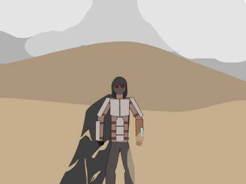 a guy standing in the middle of a sandstorm