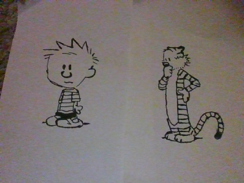 drawing of calvin and hobbes 