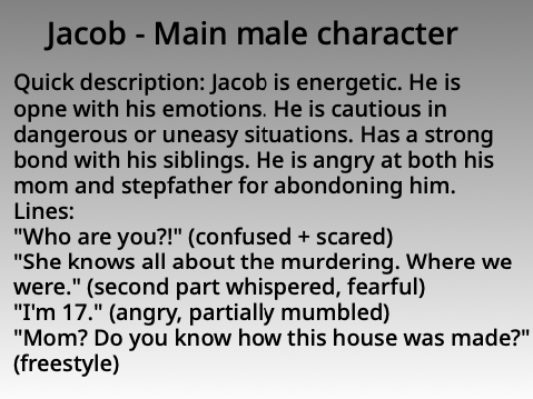 Voice audition for The Face In The Walls