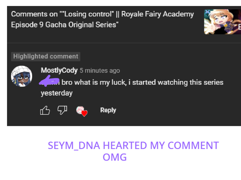 LOOK WHO HEARTED MY COMMENT