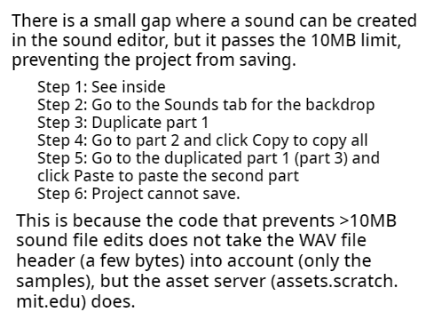 >10MB sound creatable in the sound editor