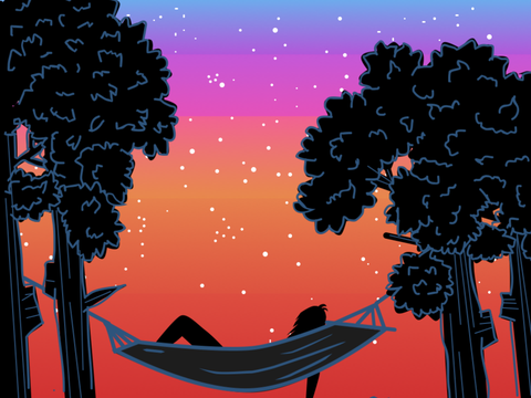 Watching the world from a hammock