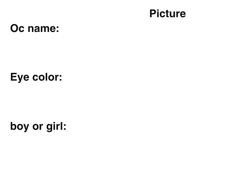 OC form for the RP