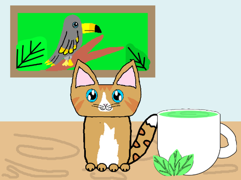 Cute cat and tea