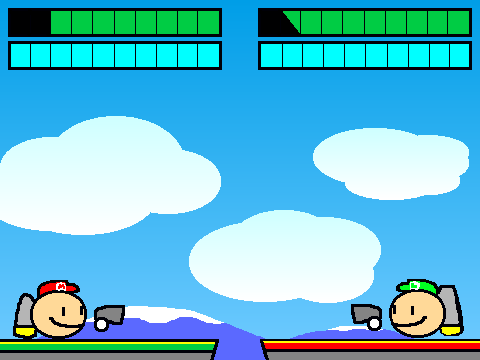 2 player gun fight Mario vs Luigi