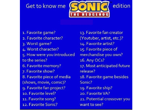 get to know me: Sonic ed. - UPDATED