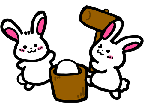 餅つくウサギ