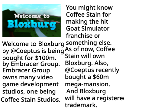 Flashy News | Bloxburg gets bought for $100M.