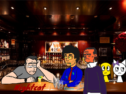 Add your character celebrating New Year's Eve alone in a bar twenty years in the future. remix remix