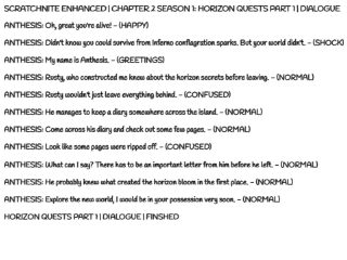 Scratchnite Enhanced, Chapter 2 Season 1 - Lines