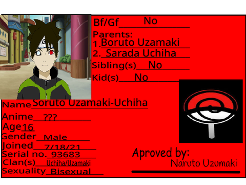 Make Your Own Anime ID Card: Soruto Uzamaki-Uchiha