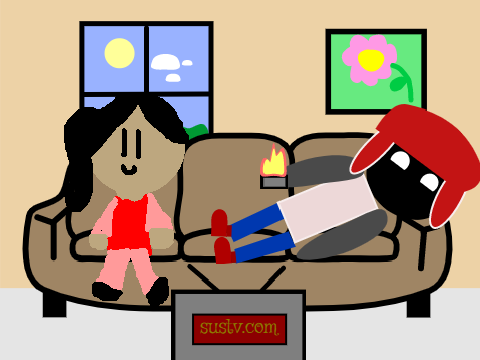 Waffles and @savvidn Watching TV