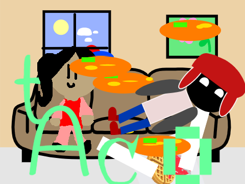 Waffles and @anph2032 and @savvidn eating talkos in a bad time of day