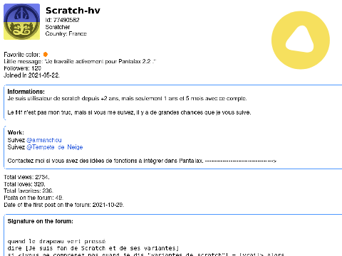 Scratch Profile Informations