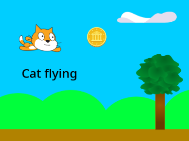 Cat flying.