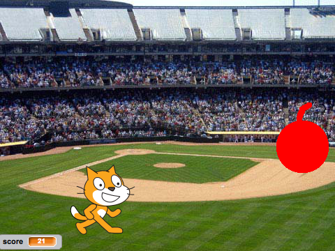 Cat get the apple!