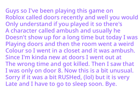 READ IF YOU PLAY DOORS