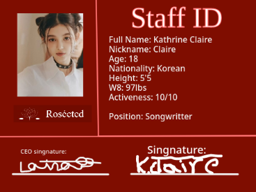 Kathrine Claire - Staff ID 