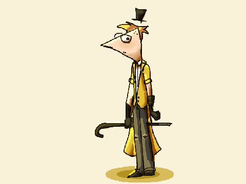 older phineas from phineas and ferb dressed as bill cipher