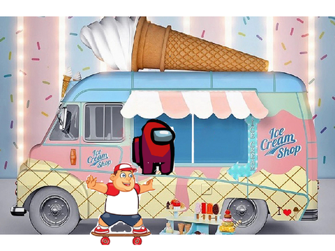 Ice cream fat boy idiot