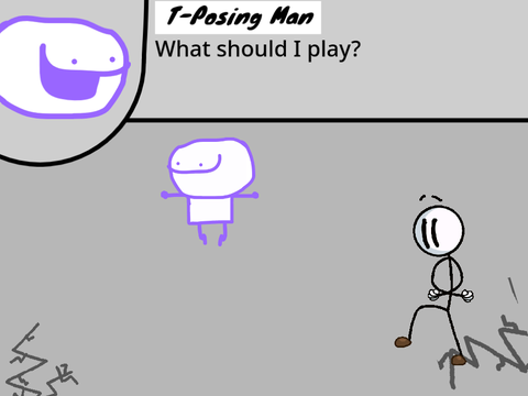 T-Posing Man in the Dead Meme Chamber