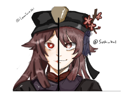 Half and half drawings with my friends!