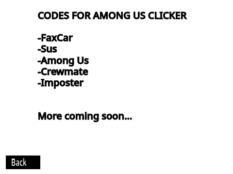 Codes for Among Us Clicker and Ball Popper