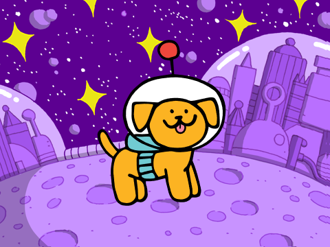 A dog in space