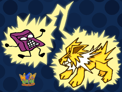 Eraser and Jolteon art I made for a drawing challenge