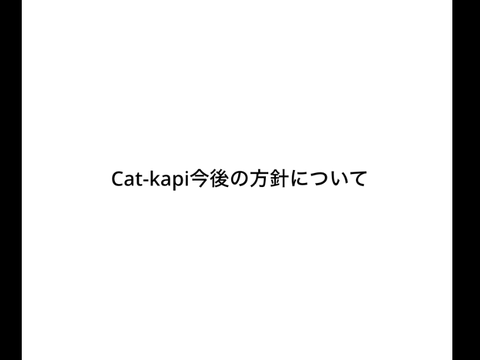 Cat-kapi今後の方針について