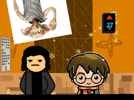 Snape,Dobby,& Harry Waiting in Elevator (remix)