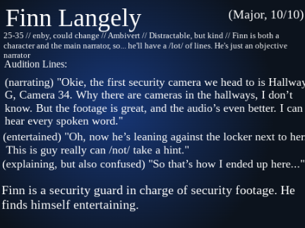 The Cameras // Finn Langely Audiobook Audition