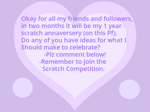 Ideas????? (1 year anniversary on this pf) remix