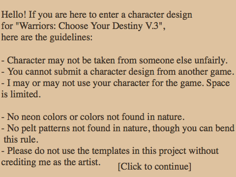 ||Character Entry Rules & Template||