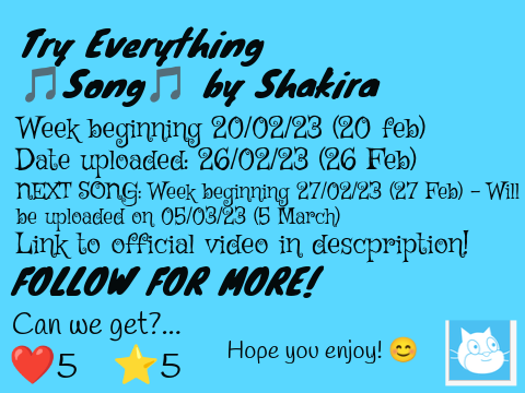 Shakira - Try Everything - With Lyrics - Music Week Beginning 20/02/23 (26 Feb)