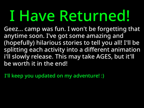 I’ve returned! (From camp)