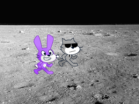 Remix et met un chat qui marche sur la lune