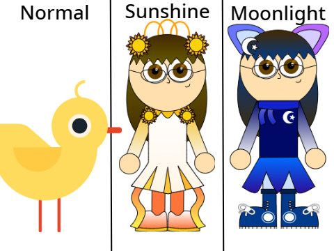 Sunshine and moonlight  and chick