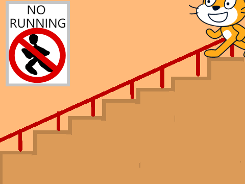 Scratch cat falling down the stairs bc he ran
