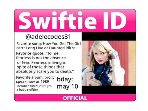 adelecodes31 Swiftie ID !!