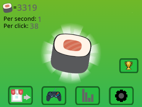Sushi Clicker but keeps clicking if you buy per second