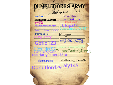 ⚡Dumbledore's Army Sign Up Sheet! 