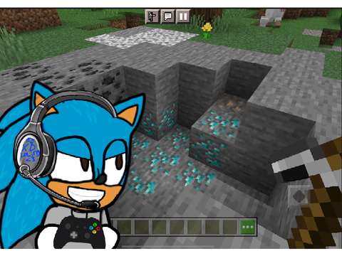 Blue collects diamonds in Minecraft!! >:D