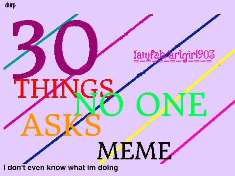 30 Things No One Asks Girls Tag ~AFab~