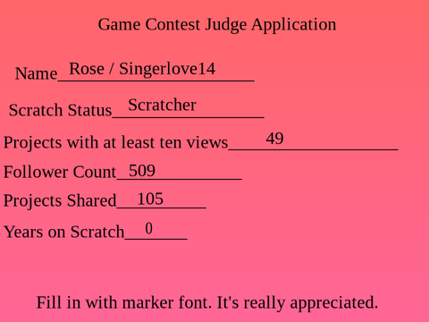 Game Contest Judge Application Form remix